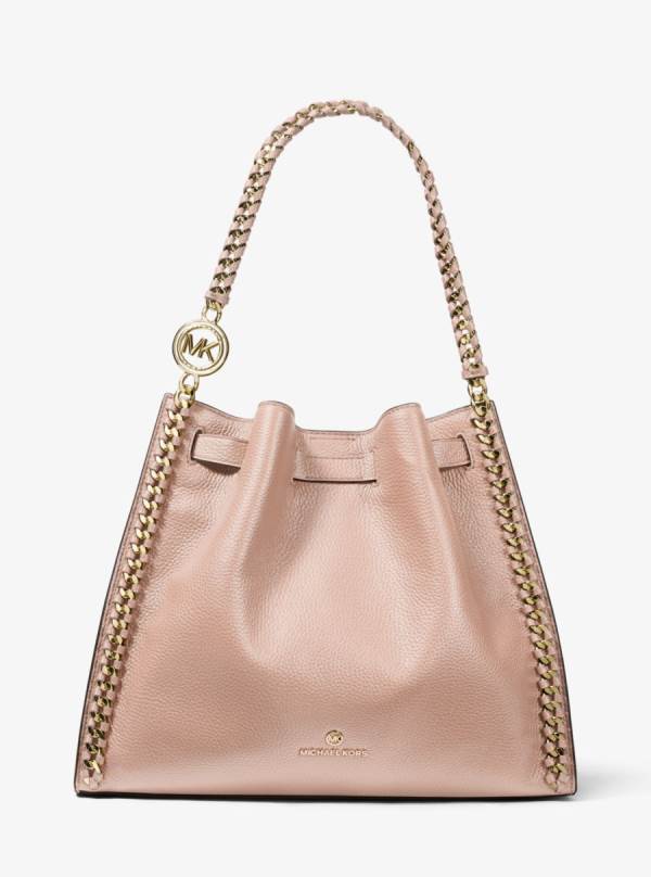 Damske Taška Cez Rameno Michael Kors Mina Large Pebbled Leather Ruzove - Kabelky Michael Kors Akcia | HOSDK-4123